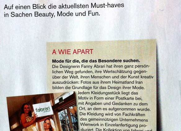 Mode für die, die das Besondere suchen - fabrari im Seitenblicke Magazin Trend ABC