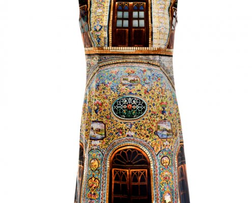 Designer Fotoprint Kleid Motiv Kachelwand von Golestan Palast, Teheran