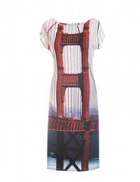 Designer Fotoprint Kleid mit Motiv der Golden Gate Bridge