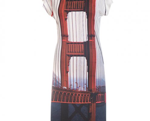 Designer Fotoprint Kleid mit Motiv der Golden Gate Bridge