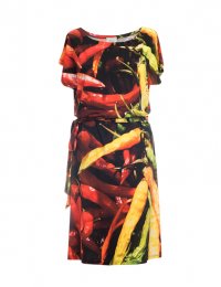 Designer Fotoprint Kleid mit bunten Chillis