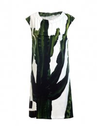 Designer Fotoprint Kleid mit grünem Kaktus Motiv