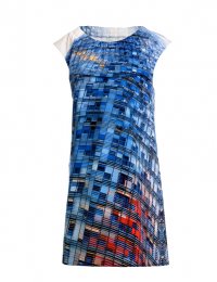 Designer Fotoprint Kleid mit Torre Agbar Motiv, Barcelona