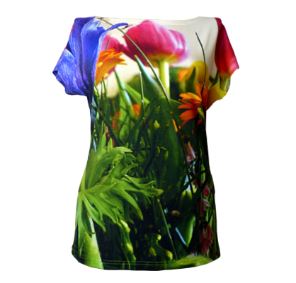 Kurzarm Shirt mit Fotodruck eines bunten Blumenstrausses, fabrari