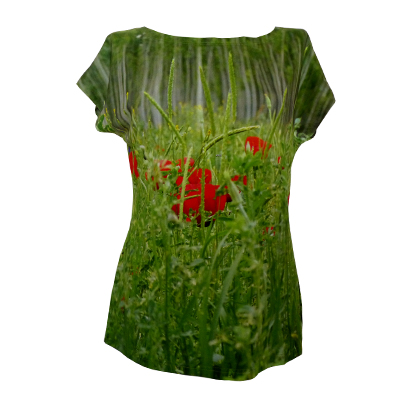 Motiv einer Mohnblumenwiese auf einem Shirt, fabrari