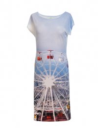 Designer Fotoprint Kleid mit Motiv Riesenrad am Tibidabo