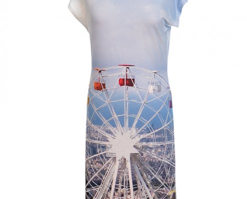 Designer Fotoprint Kleid mit Motiv Riesenrad am Tibidabo