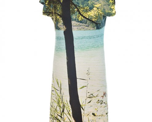 Designer Fotoprint Viskose-Jersey Kleid mit Weissensee-Motiv