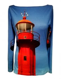 Fotomotiv roter Leuchtturm, Langarmshirt fabrari