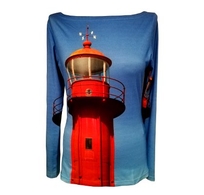 Fotomotiv roter Leuchtturm, Langarmshirt fabrari