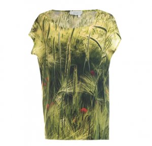 Designer Fotoprint Shirt mit Mohnblumen und Ähre