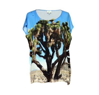 fabrari Designer Viskose Shirt mit Fotomotiv Joshua Tree