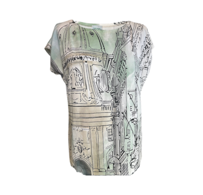 Viskose Jersey Kurzarm Shirt mit Fotoprintmotiv Kohlmarkt, Wien