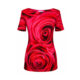 Viskose Jersey Shirt mit kurzen Ärmeln mit Fotoprintmotiv roter Rosenblüten