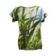 Frontansicht Kurzarm Shirt aus reiner Viskose mit Fotoprint Motiv Schilflandschaft