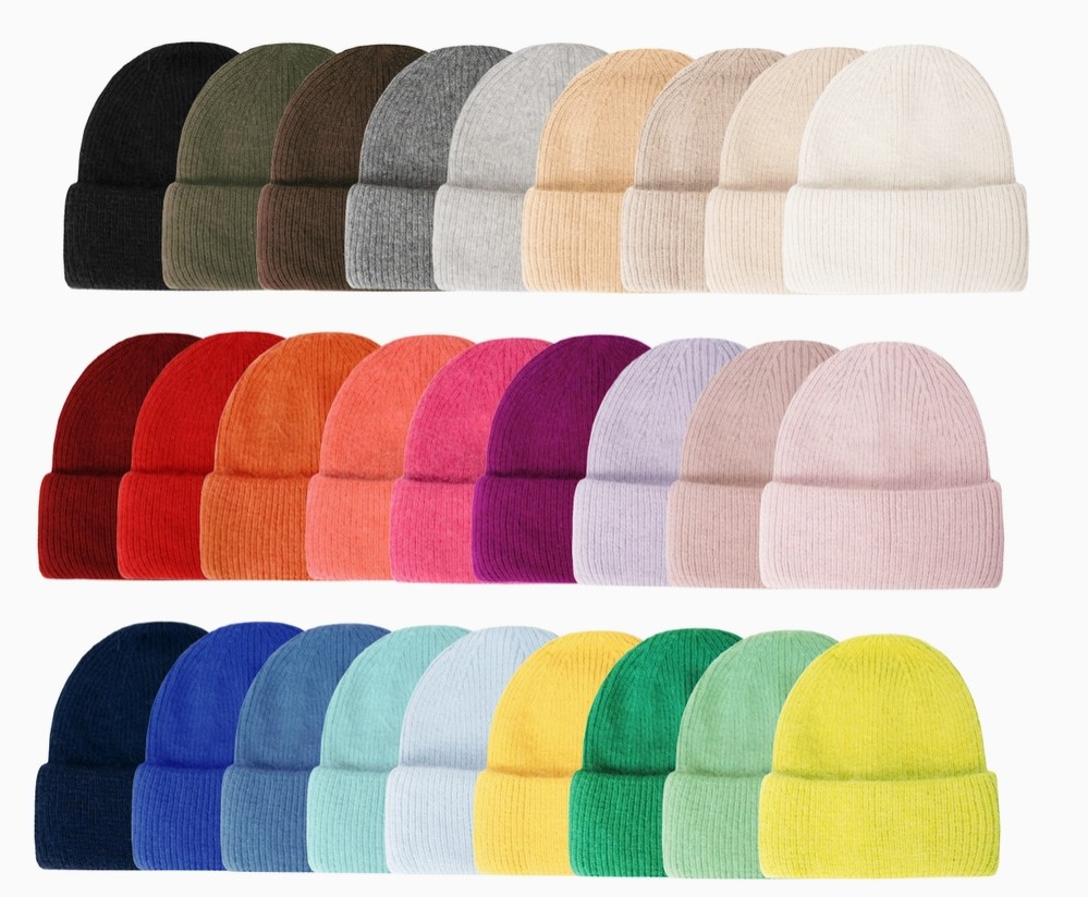 Beanie aus Viskose-Wollmix mit Umschlag